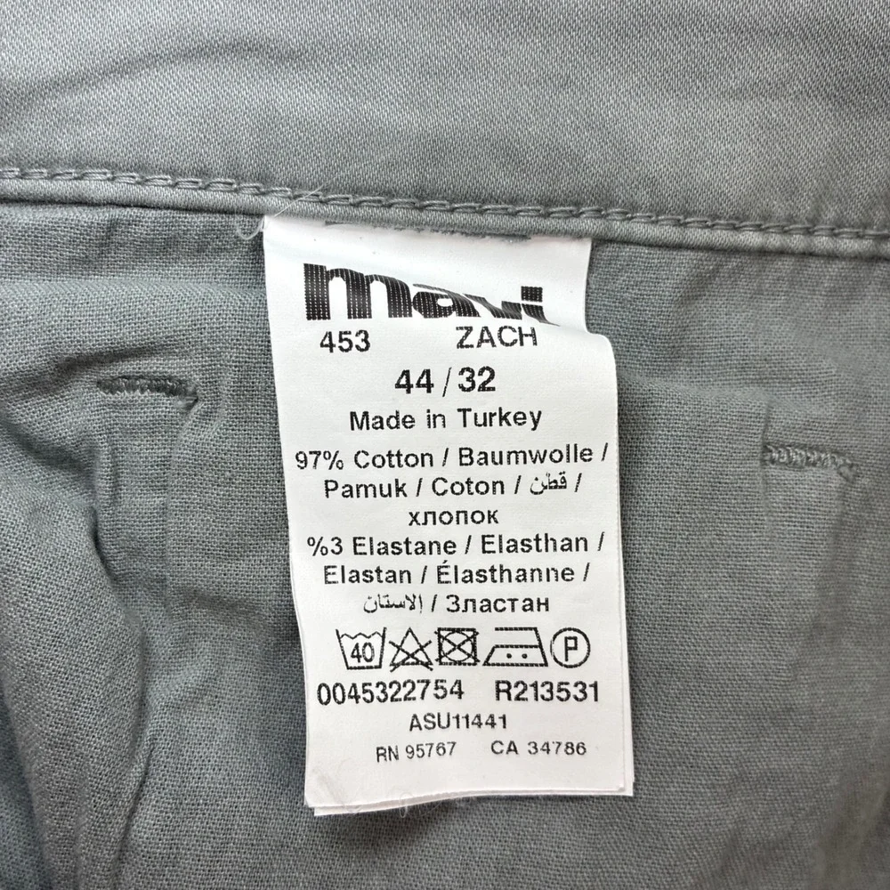 Mavi Zach Straight Leg Pants Men 44x32 Gray Cotton Stretch Casual Preppy NWT